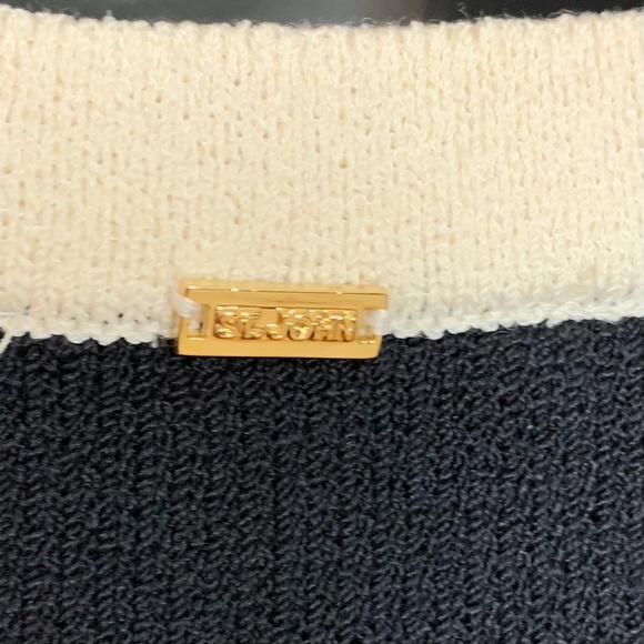 ST JOHN SPORT Black Pink Ivory SANTANA KNIT Button Front SUIT Dress JACKET M - Picture 7 of 7